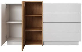 Komód Three 2D4S (arany craft tölgy + fehér). Akció -18%. 1071393