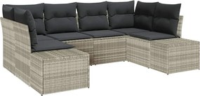 vidaXL Kerti Kanapé Szett tárolóval 6 pcs Világosszürke Poli rattan