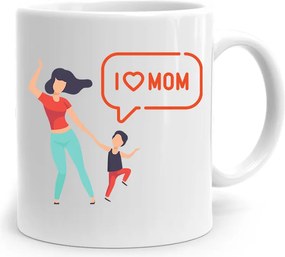 Ajándék Bögre Anyukáknak I Love Mom fényképes nyomtatással