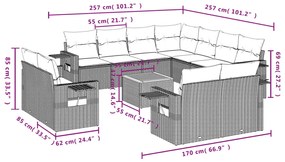 12 részes szürke polyrattan kerti ülőgarnitúra párnákkal