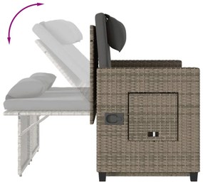 szürke polyrattan dönthető kerti pad párnával