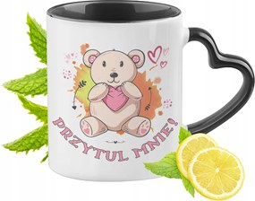 Mackó mackó bögre fekete, szív alakú füllel Ajándék