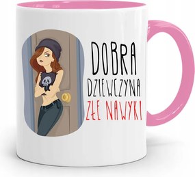 Rózsaszín Bögre Vicces Jó Lány nyomott mintával