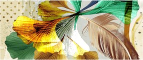 Kép - Levelek tollal (120x50 cm)