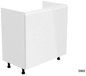 ASPEN D80Z konyhaszekrény mosogató alá, 80x82x47, fehér/szürke magasfényű