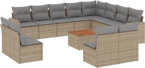 vidaXL 13részes vegyes bézs polyrattan kerti ülőgarnitúra párnákkal