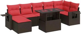 vidaXL 8 részes barna polyrattan akácfa kerti ülőgarnitúra párnákkal