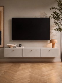 Lorini fali TV szekrény 200 cm fiókos - kasmír / arany T-bar fogantyúval