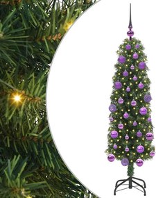 vidaXL Mű karácsonyfa 150 LED-del Zöld 120 cm PVC, acél és műanyag
