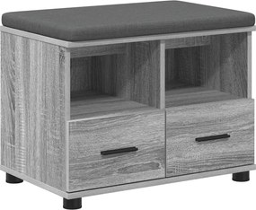 vidaXL Előtér pad Szürke Sonoma 60 x 38 x 46 cm Műanyag Fa és Szövet