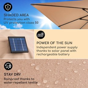 Blumfeldt Arles, napernyő, 300 x 300 cm, poliészter, UV50+, vízlepergető, LED világítással