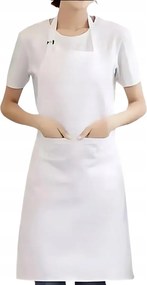Konyhai Kötény Fehér, Zsebekkel Állítható Praktikus A Főzéshez