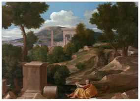 Kép - Nicolas Poussin, Landscape with Saint John on Patmos, reprodukciók (70x50 cm)