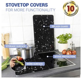 Fekete üveg tűzhely fedőlap szett 2 db-os Universal – Wenko