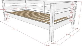 Natúr színű borovi fenyő gyerekágy ágyráccsal 90x200 cm Margrit – Vipack