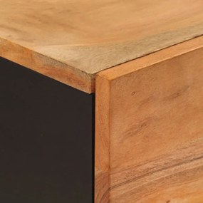 tömör akácfa és vas magasszekrény 3 ajtóval 40x33x110 cm