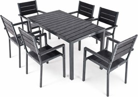 Furnigo Mainz 1+6 alumínium kerti bútor szett - fekete