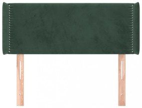 sötétzöld bársony fejtámla szárnyakkal 93x16x78/88 cm