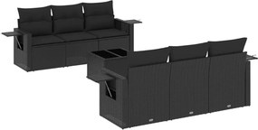 vidaXL 7 részes fekete polyrattan kerti ülőgarnitúra párnával