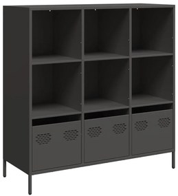 fekete acél magasszekrény 101,5 x 39 x 103,5 cm