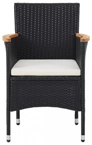 7 részes fekete polyrattan kerti étkezőgarnitúra