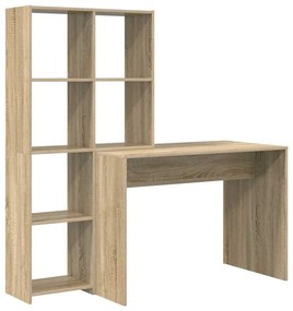 Asztal polcokkal sonoma tölgy 138.5 x 55 x 143 cm Faanyag