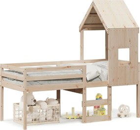 vidaXL tömör fenyőfa magasított ágy tetővel 90 x 200 cm