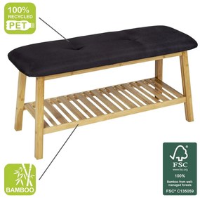 Fekete-natúr színű bambusz ülőkés cipőtartó Ecori – Wenko