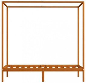 mézbarna tömör fenyőfa baldachinos ágykeret 90 x 200 cm
