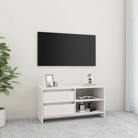 Fehér tömör fenyőfa TV szekrény 80 x 31 x 39 cm