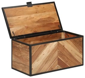 tömör akácfa és vas tárolóláda 60 x 30 x 30 cm