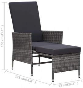 szürke dönthető háttámlás polyrattan kerti szék párnákkal