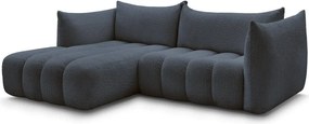 Sötétkék buklé sarokkanapé (bal oldali-heverő résszel) Azra – Bobochic Paris