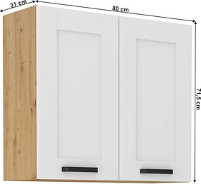 Felső szekrény, fehér/artisan tölgy, Lula 80 G-72 2 F