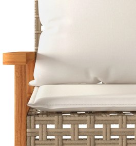 3részes vegyes bézs polyrattan és akácfa bisztrószett párnákkal