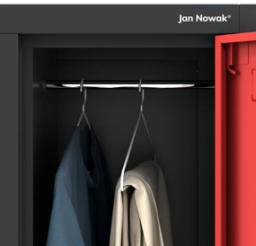 Fém öltözőszekrény 6 rekeszes IGOR, 900 x 1850 x 450 mm, antracit-piros