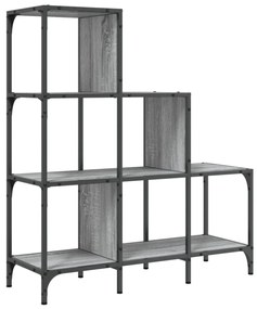 szürke sonoma szerelt fa és fém könyvszekrény 92 x 30 x 102 cm