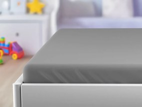 Jersey gyerek lepedő kiságyba szürke 70 x 140 cm