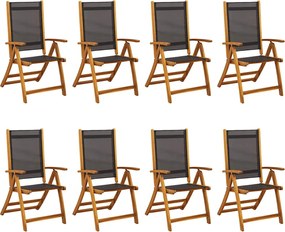 vidaXL 8 db tömör akácfa és textilén összecsukható kerti szék