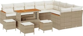 vidaXL Kerti Kanapé Szett 13 pcs Bézs polirattan
