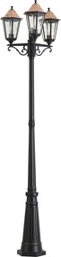 Klasszikus kültéri lámpás fekete rézzel 220cm 3-lámpás IP44 - Havana