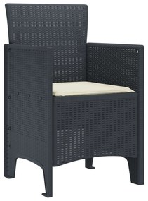 vidaXL Kerti Szék párnával 4 pcs Antracit 53 x 49 x 85 cm Polipropilén