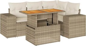 vidaXL 5 részes bézs polyrattan kerti ülőgarnitúra párnákkal