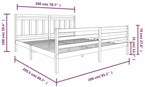 fehér tömör fa ágykeret 200 x 200 cm