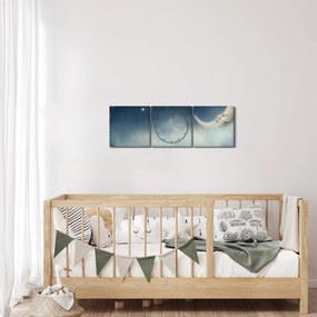 Kép - Hold csillagokkal (órával) (90x30 cm)