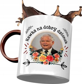 Bordó bögre Jaroslaw Kaczynski PiS Ajándék Nyomtatott Fotóval