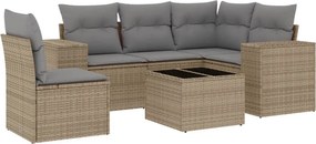 vidaXL 6 részes bézs polyrattan kerti ülőgarnitúra párnával