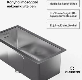 Klarstein TitanSteel Konyhai mosogató 45 x 23 cm (H x Sz) rozsda-, karc-, és hőálló felülettel