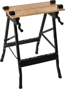 HOMCOM Összecsukható Mobil Munkapad Állítható Bambusz és Acél Lemezekkel 150 kg Kapacitással 63.5x60.5x78 cm Természetes Fa és Fekete | Aosom