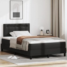 Boxspring Ágy Matrac Készlettel - Fekete, Kis Dupla, Műbőr